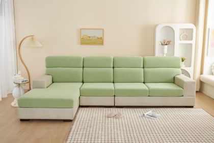 Four Seasons Universal Noble Consort Sofa Cover, High Quality Elastic Universal Cover, Sofa Hat, Non slip Sofa Seat Cushion Cover, Full Package (Color: Warm Bean Green, size: Backrest S)