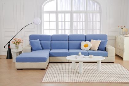Four Seasons Universal Noble Consort Sofa Cover, High Quality Elastic Universal Cover, Sofa Hat, Non slip Sofa Seat Cushion Cover, Full Package (Color: Warm Bean Blue, size: 2XL)