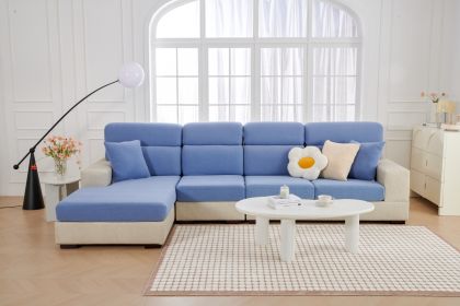 Four Seasons Universal Noble Consort Sofa Cover, High Quality Elastic Universal Cover, Sofa Hat, Non slip Sofa Seat Cushion Cover, Full Package (Color: Warm Bean Blue, size: L)