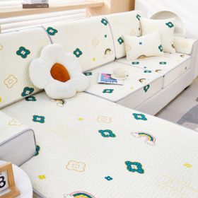 Summer latex ice silk sofa cover, all inclusive, universal cover, cat proof and scratch resistant sofa cover, universal cool mat, seat cushion (Color: Flowering Rainbow, size: 80*180)