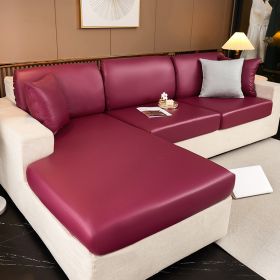 Waterproof technology fabric sofa cover, all inclusive, universal cushion, all season universal seat cushion, leather sofa cover, wholesale of hats (Color: Keyan wine red, size: Backrest M)