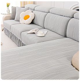 Jacquard velvet single person sofa cover, all inclusive universal cover, all season universal sofa hat, cat proof scratching cushion, backrest cover (Color: Water Lotus Skirt Rim - Light Grey, size: Backrest M)