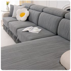 Jacquard velvet single person sofa cover, all inclusive universal cover, all season universal sofa hat, cat proof scratching cushion, backrest cover (Color: Water Lotus Skirt Rim - Dark Grey, size: Backrest M)