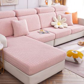 Elastic sofa cover, all inclusive, universal cover, lazy sofa cover, anti cat scratch sofa cover, seasonal universal seat cushion (Color: Youmai Pink, size: M+)