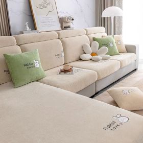 Full set of sofa cover, new all-season universal anti slip and anti cat scratch fabric, Chenille modern minimalist seat cushion cover (Color: Lilac Rabbit Rice White, size: XL)