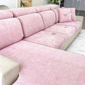 Full set of sofa cover, new all-season universal anti slip and anti cat scratch fabric, Chenille modern minimalist seat cushion cover (Color: Lilac Rabbit Taro Purple, size: Pillow cover 45 * 45)