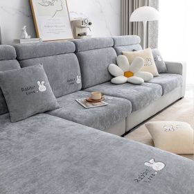 Full set of sofa cover, new all-season universal anti slip and anti cat scratch fabric, Chenille modern minimalist seat cushion cover (Color: Dingxiang Rabbit Dark Grey, size: L)