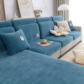 Full set of sofa cover, new all-season universal anti slip and anti cat scratch fabric, Chenille modern minimalist seat cushion cover (Color: Lilac Rabbit Sky Blue, size: Headrest S)