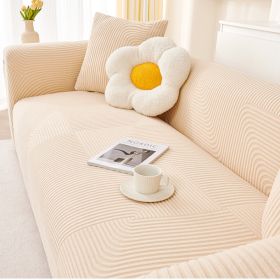 Cream style sofa cover all-in-one new 2024 all-season universal anti cat scratch elastic thickened universal sofa cover cover (Color: Mousse roll beige, size: S)