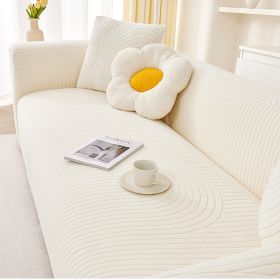 Cream style sofa cover all-in-one new 2024 all-season universal anti cat scratch elastic thickened universal sofa cover cover (Color: Ripple roll milk white, size: XL)