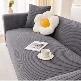 Cream style sofa cover all-in-one new 2024 all-season universal anti cat scratch elastic thickened universal sofa cover cover (Color: Ripple roll dark gray, size: XL)
