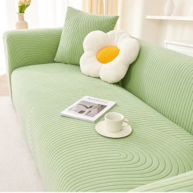 Cream style sofa cover all-in-one new 2024 all-season universal anti cat scratch elastic thickened universal sofa cover cover (Color: Ripple roll Matcha Green, size: XL)