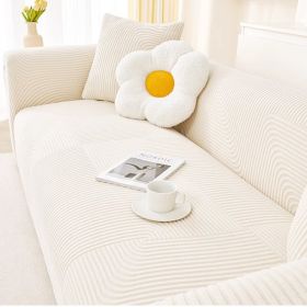 Cream style sofa cover all-in-one new 2024 all-season universal anti cat scratch elastic thickened universal sofa cover cover (Color: Mousse roll milk white, size: 45 * 45 pillowcase)