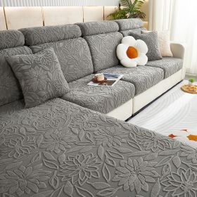 Jacquard velvet elastic leather sofa cover, simple all inclusive universal cover, all season universal lazy man anti cat scratch sofa cover (Color: Camellia dark gray, size: M+)