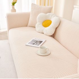 Cream style sofa cover all-in-one new 2024 all-season universal anti cat scratch elastic thickened universal sofa cover cover (Color: Ripple roll beige, size: L)