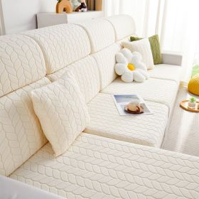 Elastic sofa cover, all inclusive, universal cover, lazy sofa cover, anti cat scratch sofa cover, seasonal universal seat cushion (Color: Wheat Leaf Rice White, size: S+)