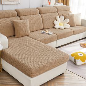 Elastic sofa cover, all inclusive, universal cover, lazy sofa cover, anti cat scratch sofa cover, seasonal universal seat cushion (Color: Yumai Light Coffee, size: S+)