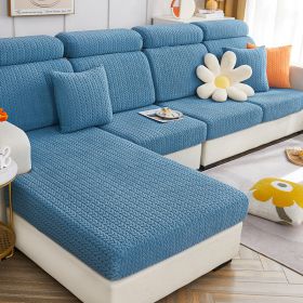 Elastic sofa cover, all inclusive, universal cover, lazy sofa cover, anti cat scratch sofa cover, seasonal universal seat cushion (Color: Youmai Lake Blue, size: XL+)