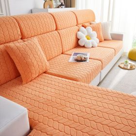 Elastic sofa cover, all inclusive, universal cover, lazy sofa cover, anti cat scratch sofa cover, seasonal universal seat cushion (Color: Wheat leaf orange yellow, size: S+)