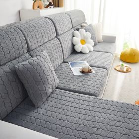 Elastic sofa cover, all inclusive, universal cover, lazy sofa cover, anti cat scratch sofa cover, seasonal universal seat cushion (Color: Wheat leaf light gray, size: S+)
