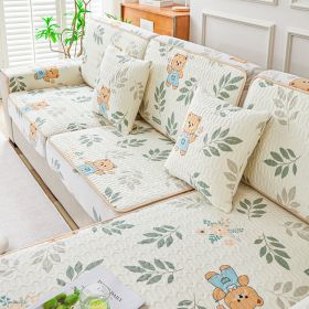 Summer latex ice silk sofa cover, all inclusive, universal cover, cat proof and scratch resistant sofa cover, universal cool mat, seat cushion (Color: Danyun Bear Leaf, size: 80*150)