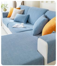 Chenille sofa cover, all season universal elastic full package, 2024 new dust-proof cat scratch herringbone pattern sofa cover (Color: Seaport Blue, size: Pillow cover 30 * 50cm)
