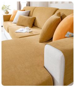 Chenille sofa cover, all season universal elastic full package, 2024 new dust-proof cat scratch herringbone pattern sofa cover (Color: Caramel orange, size: Pillow cover 30 * 50cm)