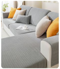 Chenille sofa cover, all season universal elastic full package, 2024 new dust-proof cat scratch herringbone pattern sofa cover (Color: Gentleman Grey, size: Backrest M)