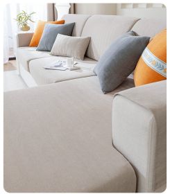 Chenille sofa cover, all season universal elastic full package, 2024 new dust-proof cat scratch herringbone pattern sofa cover (Color: Wheat ear rice, size: Backrest M)