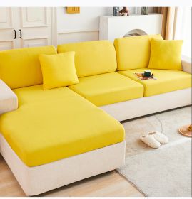 Ice Silk Elastic Sofa Hat Full Package Universal Set New Simple Modern Anti slip Sofa Cover Summer Cover (Color: Lemon Yellow, size: cushion cover 45*45cm)