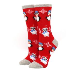 Woman Christmas Socks Funny Xmas Santa Claus Tree Snowflake Elk Snow Cotton Tube Crew Happy Sock Men New Year Funny Sokken (Color: 3)