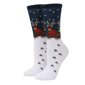 Woman Christmas Socks Funny Xmas Santa Claus Tree Snowflake Elk Snow Cotton Tube Crew Happy Sock Men New Year Funny Sokken (Color: 4)