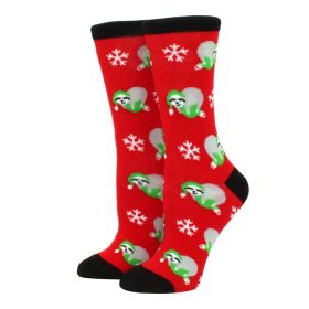 Woman Christmas Socks Funny Xmas Santa Claus Tree Snowflake Elk Snow Cotton Tube Crew Happy Sock Men New Year Funny Sokken (Color: 8)