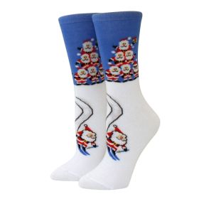 Woman Christmas Socks Funny Xmas Santa Claus Tree Snowflake Elk Snow Cotton Tube Crew Happy Sock Men New Year Funny Sokken (Color: 22)