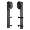 2 Pcs Black Rustic Carbon Steel Sliding Wood Barn Door Hardware Hanger Roller