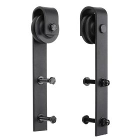 2 Pcs Black Rustic Carbon Steel Sliding Wood Barn Door Hardware Hanger Roller (Style: A01 Roller)
