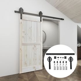 4.9FT/6FT/6.6FT/8FT Black Carbon Steel Big Hanger Roller Interior Sliding Barn Door Hardware (size: 150cm(4.9ft) kit)