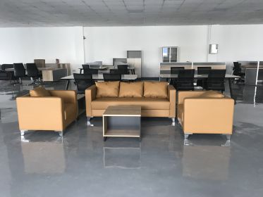 New design yellow durable leather sofa set modern living room furniture sofa (Color: yellow, size: Set)