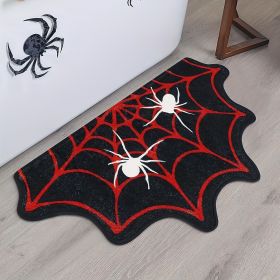 Gothic Rug Spider Web Indoor Halloween Rug (Color: Red, size: 40*60)