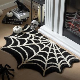 Gothic Rug Spider Web Indoor Halloween Rug (Color: Black, size: 40*60)