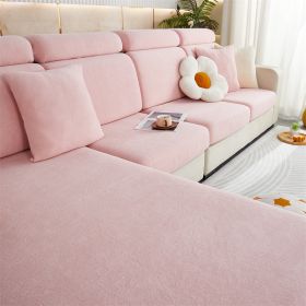 1 Pc Winter Plush Sofa Cushion, Anti Slip Seat Cushion, Thickened All Inclusive Sofa Cover, All Season Universal Fabric Sofa Towel Cover (Color: pink, size: Single seat)