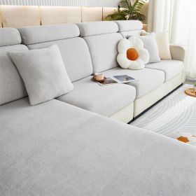 1 Pc Winter Plush Sofa Cushion, Anti Slip Seat Cushion, Thickened All Inclusive Sofa Cover, All Season Universal Fabric Sofa Towel Cover (Color: Light Gray, size: Sofa head cover)