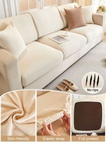 1 Pc Waterproof Teddy Velvet Sofa Cover All Inclusive Universal Set Four Seasons Universal Anti Cat Scratch Sofa Cover Cloth (Color: White, size: Pillow cover)