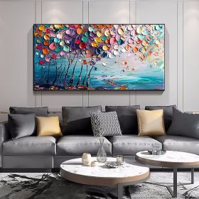 Hand Painted Oil Painting Abstract Colorful Floral Canvas Wall Art Thick Textured Petal Knife Painting Contemporary Home Decor Customized Sofa Artwork (Style: 1, size: 100x200cm)