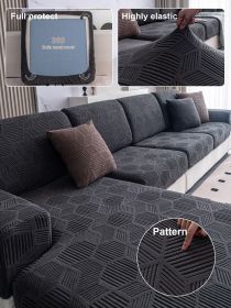 1 Pc Sofa Hat All Season Universal Solid Color Simple Sofa Cover, Anti Cat Scratch and Anti Slip Elastic Sleeve (Color: Drak Gray, size: 4-person seat)