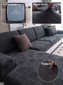 1 Pc Sofa Hat All Season Universal Solid Color Simple Sofa Cover, Anti Cat Scratch and Anti Slip Elastic Sleeve (Color: Drak Gray, size: Single seat)