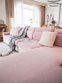 1 Pc Sofa Cover, Waterproof Hat, All Season Universal Cover, Seat Cushion, Cat Scratch, Fully Wrapped in Fleece (Color: pink, size: Sofa back cover)
