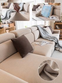 1 Pc Sofa Cover, Waterproof Hat, All Season Universal Cover, Seat Cushion, Cat Scratch, Fully Wrapped in Fleece (Color: Khaki, size: L-shaped sofa)