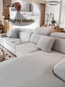 1 Pc Sofa Cover, Waterproof Hat, All Season Universal Cover, Seat Cushion, Cat Scratch, Fully Wrapped in Fleece (Color: Light Gray, size: Single seat)