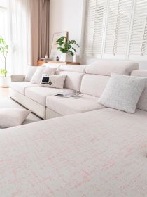 1 Pc Printed Milk Silk Elastic Sofa Cover, All Inclusive Universal Set, All Season Universal Anti Slip Seat Cushion, Light Luxury (Color: Red, size: 3-seater seat)